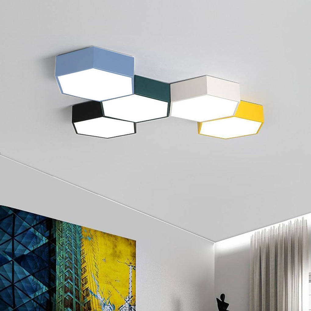 Geometric Shaped LED Wireless Control Modern Ceiling Lights Flush Mount Lighting