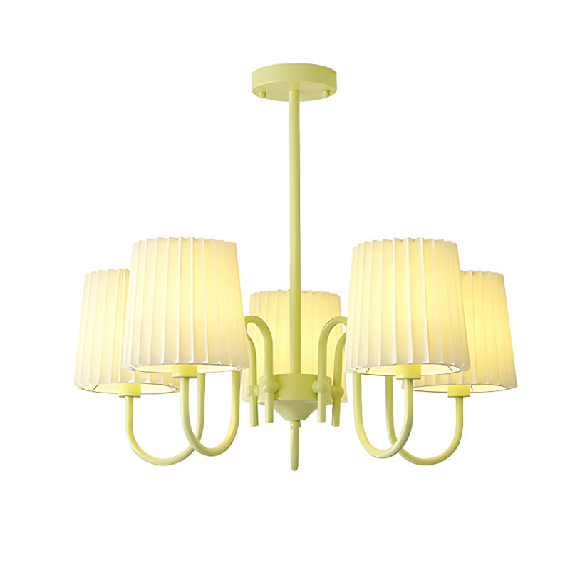 Pleated Fabric Retro Pastoral Green French Style Chandelier Hanging Lights