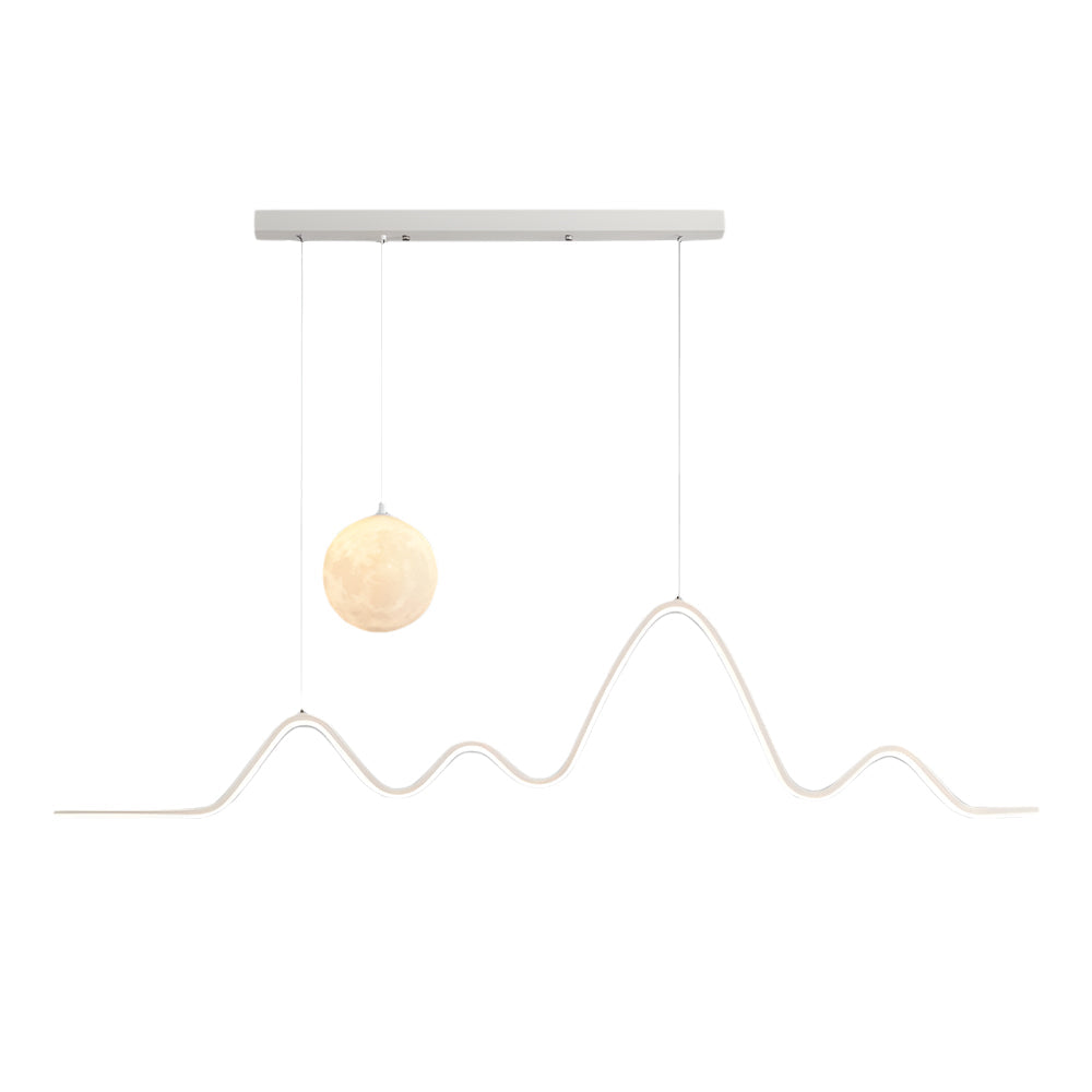 47.24'' Modern Wavy Linear Moon LED Kitchen Island Pendant Light