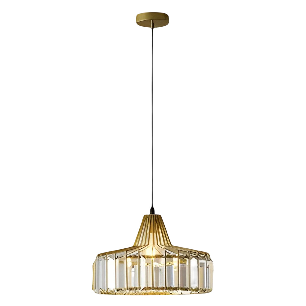 Drum-shaped Crystal Metal Modern Chandelier Pendant Light Hanging Lamp