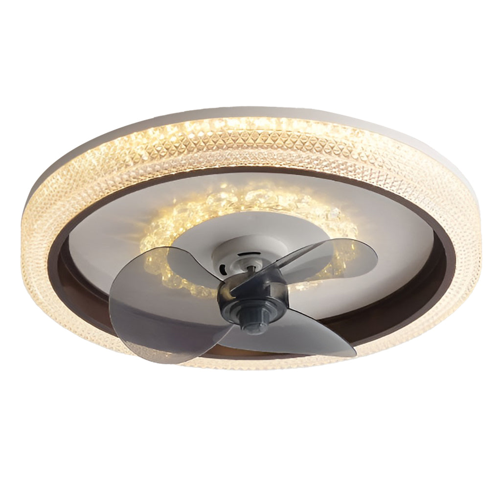 Round Muted 360° Rotatable Stepless Dimming LED Modern Ceiling Fan Light