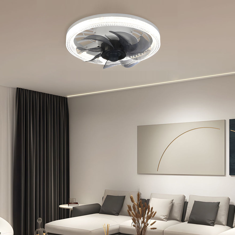 12.2 in. Low Profile 7 Blades LED Flush Mount Ceiling Fan