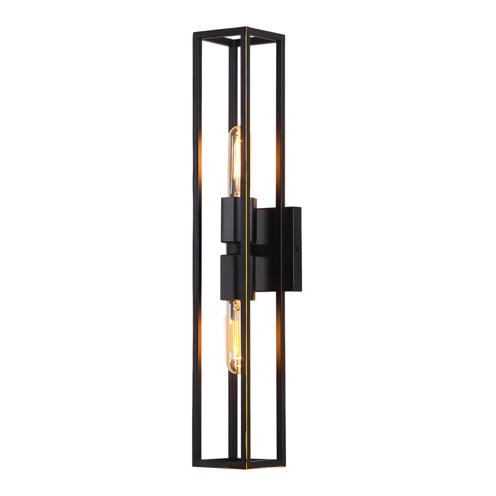 Simple Metal Frame Glass Shade American Style Wall Sconce Lighting