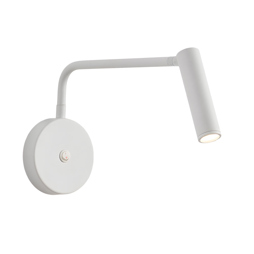 Black/White Tube LED Swing Arm Wall Light Adjustable Wall-Mounted Spotlight Bedroom Sconce Lamp