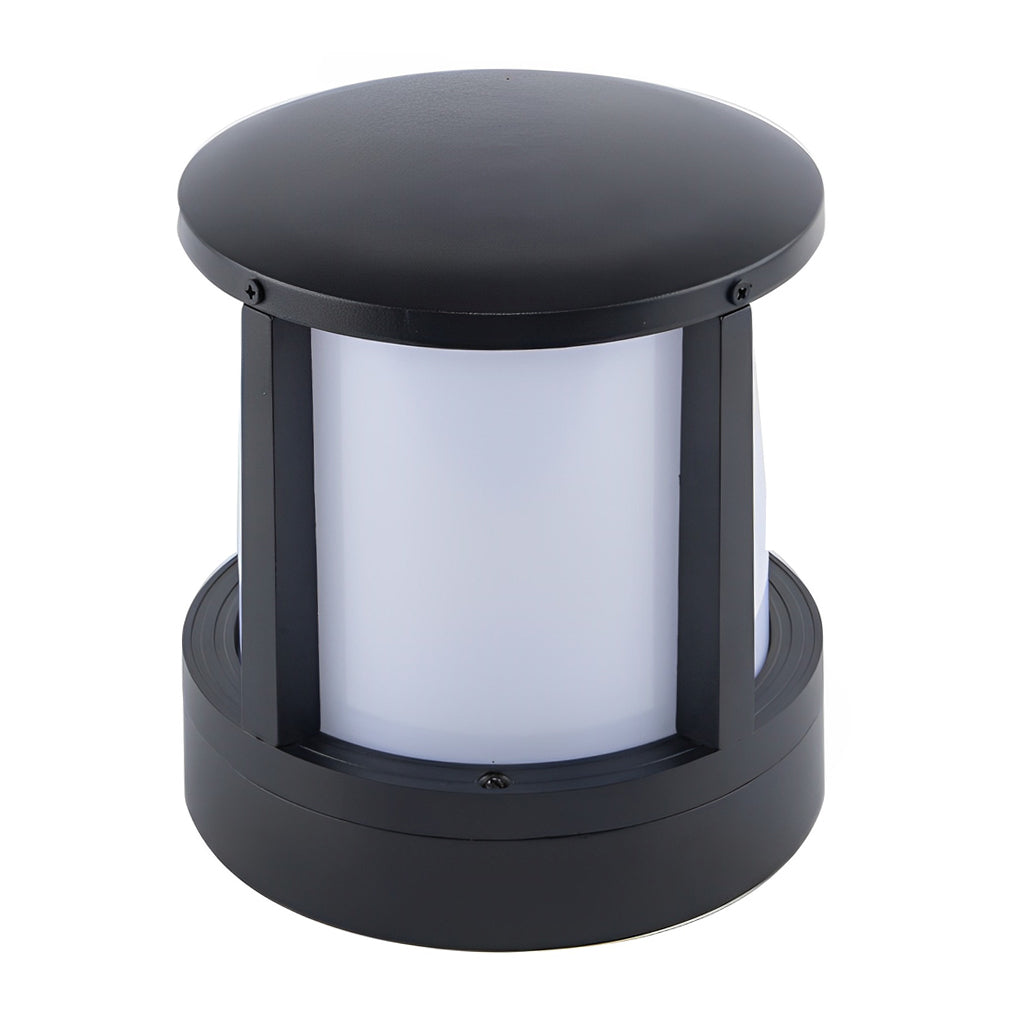 Cylindrical Aluminum LED Waterproof Black Outdoor Fence Post Lights