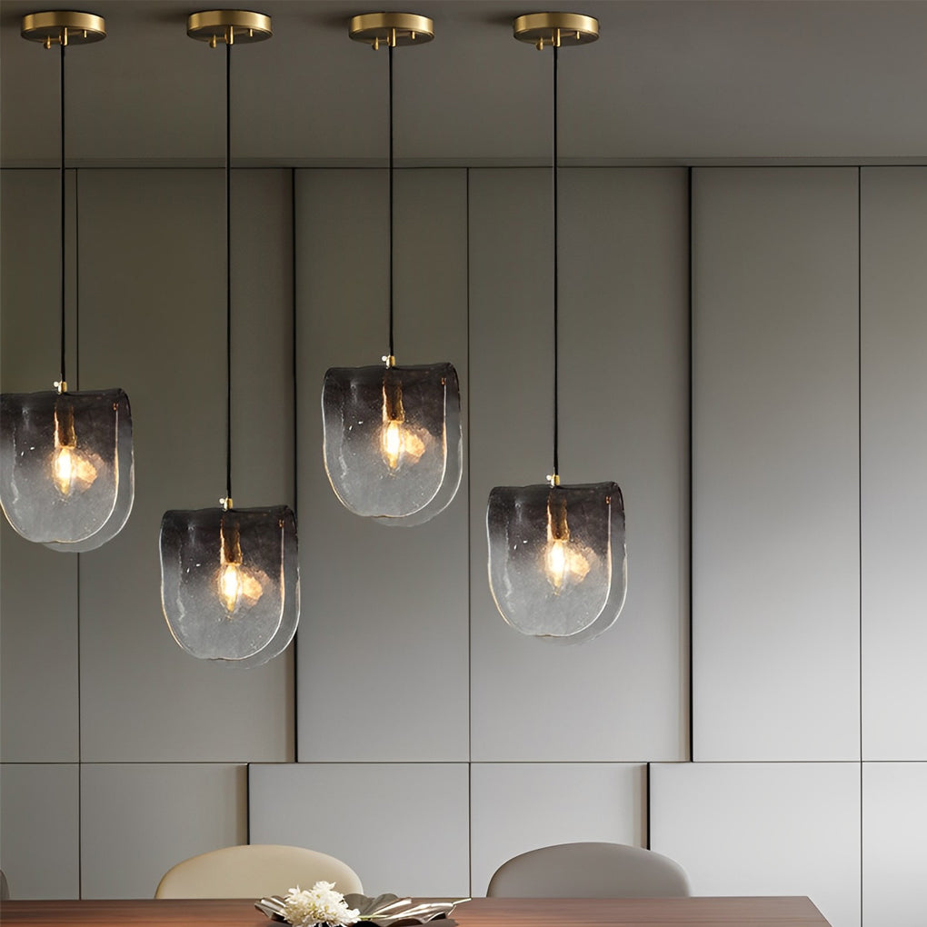 Gradient Smokey Gray Glass Post-Modern Small Chandelier Pendant Lights