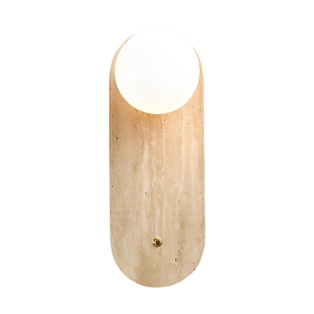 Round Long Yellow Travertine LED Wabi-sabi Japanese Style Wall Lights Fixture