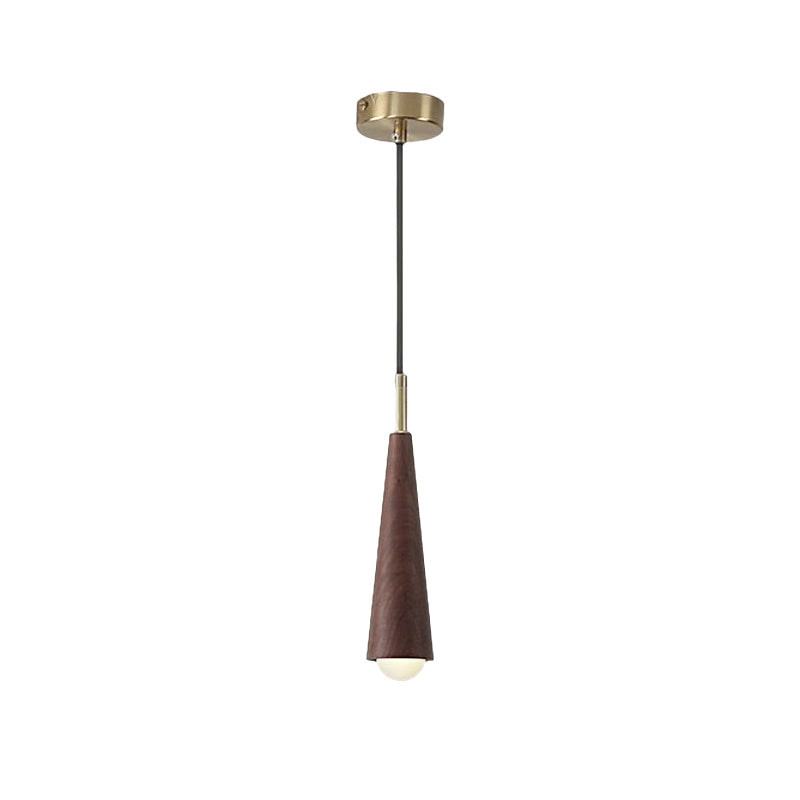 Wood Cone Three Step Dimming Copper LED Modern Pendant Lights Hanging Lamp