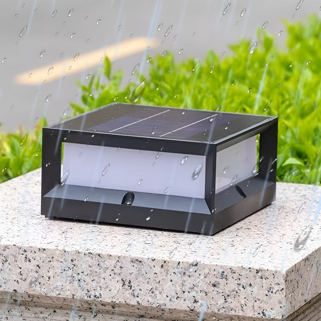 Square Waterproof Black Modern Solar Lights Outdoor Fence Post Lights