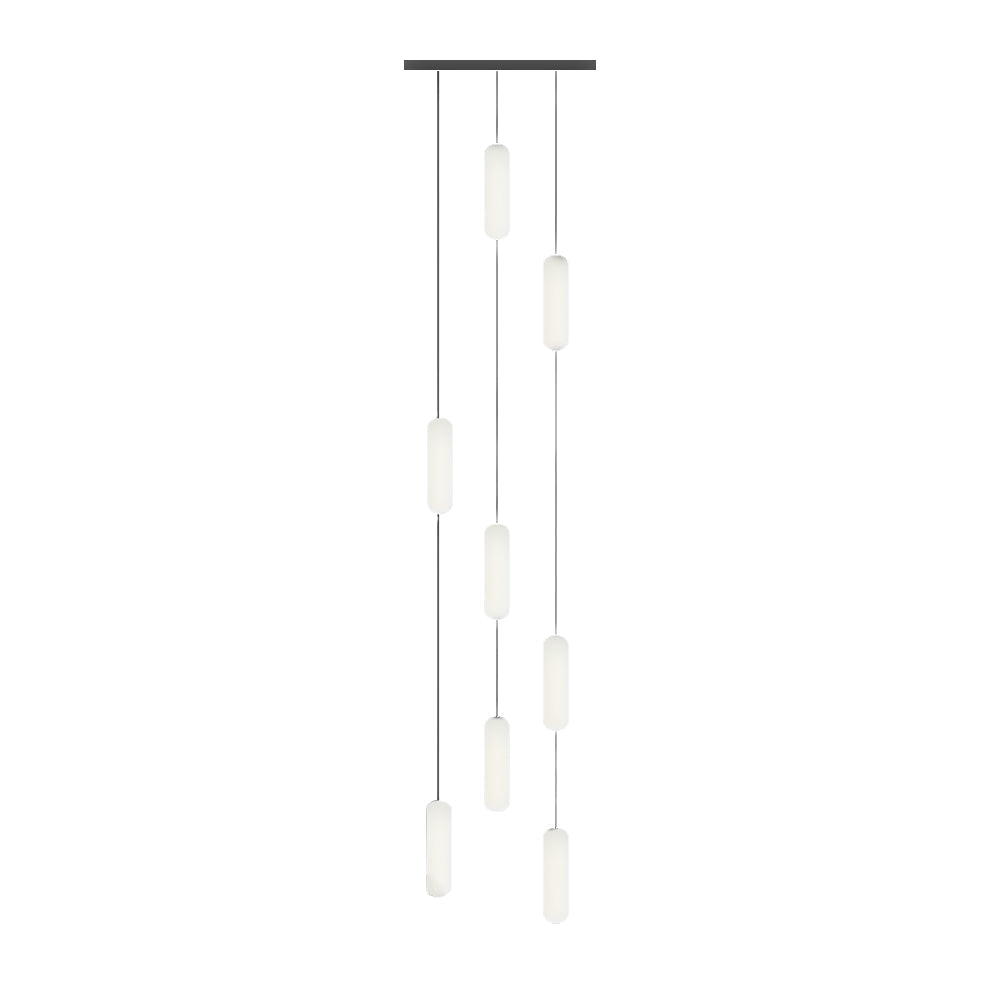 White Long Tube Multi Light Staircase Chandelier