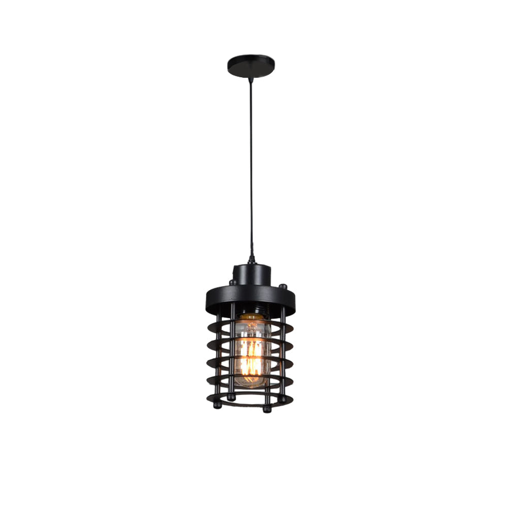 1-Light Aged Metallic Cage Kitchen Pendant Lighting Hanging Lamp