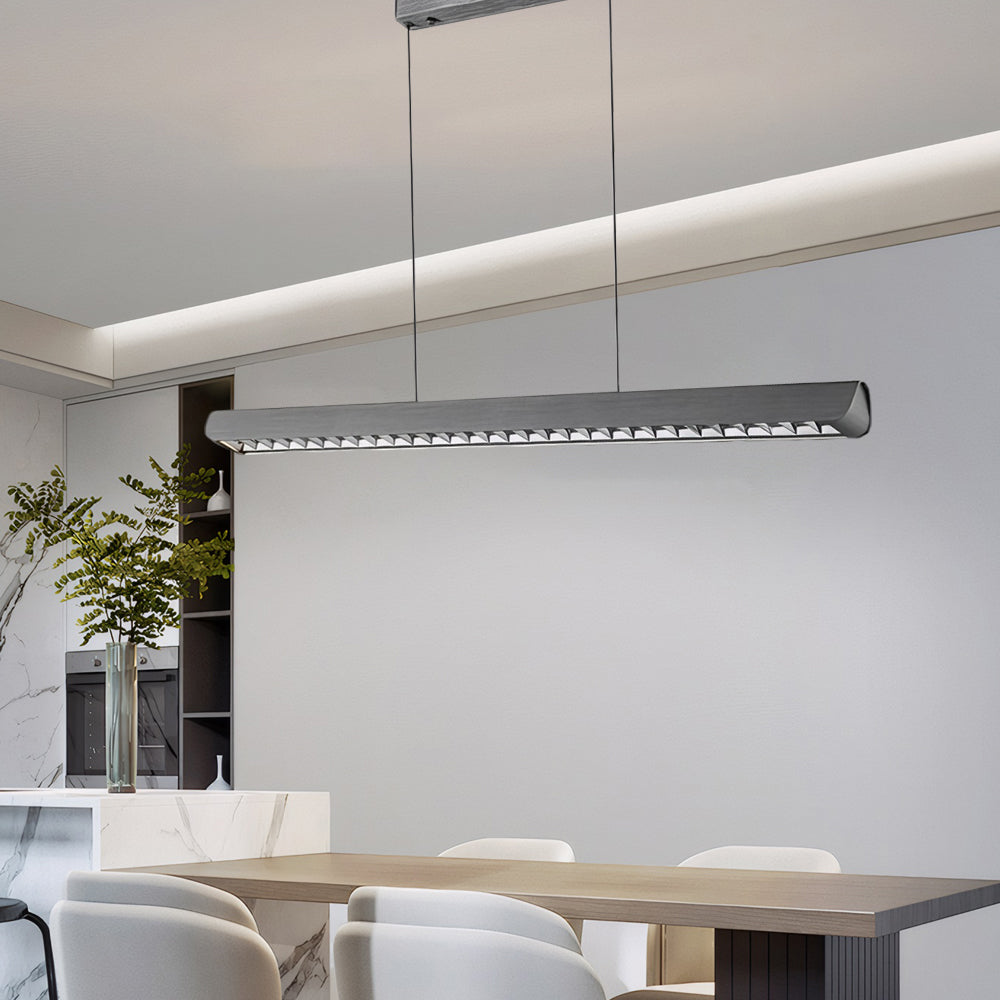 Long Linear Brushed Aluminum LED Island Pendant Lamp