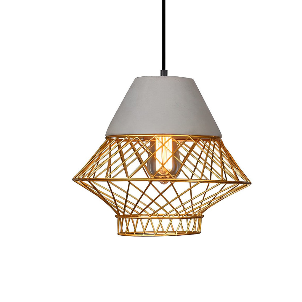 Cement Iron Cage Retro Industrial Pendant Light Kitchen Island Lighting