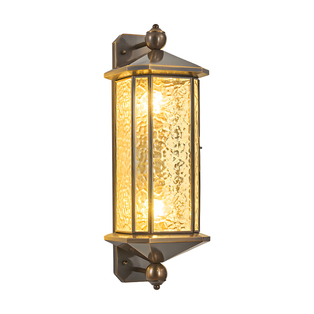 Elegant Brass Glass Lantern Copper Outdoor Wall Light