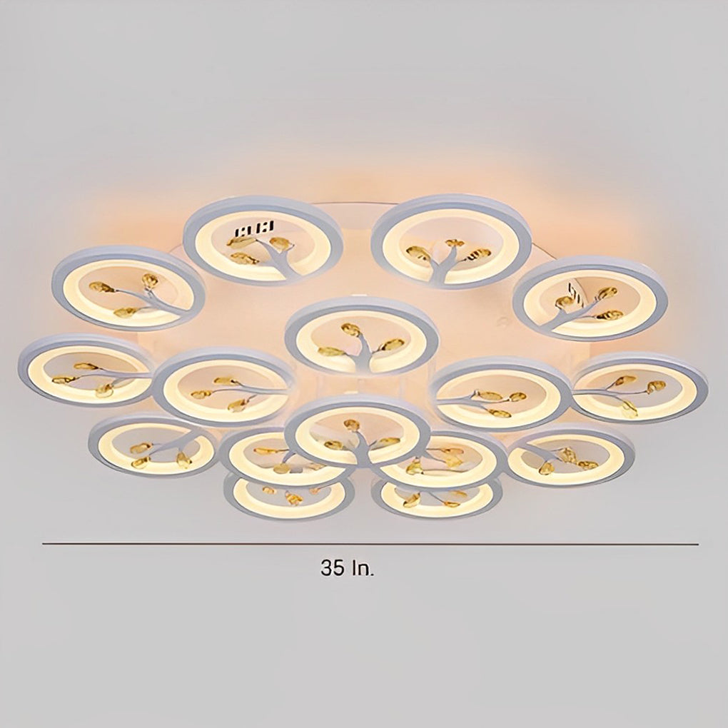 16 Lights Flower Dimmable LED White Nordic Ceiling Lights Flush Mount Lighting