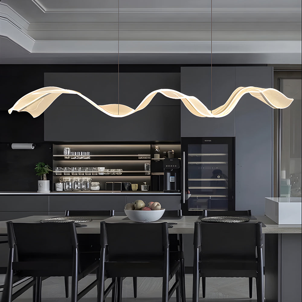 Long Strip Waves Acrylic Ribbon Streamers LED Modern Dining Room Lights