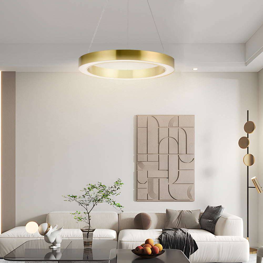 Gold Ring Pendant Light - Modern Luxury LED Suspension