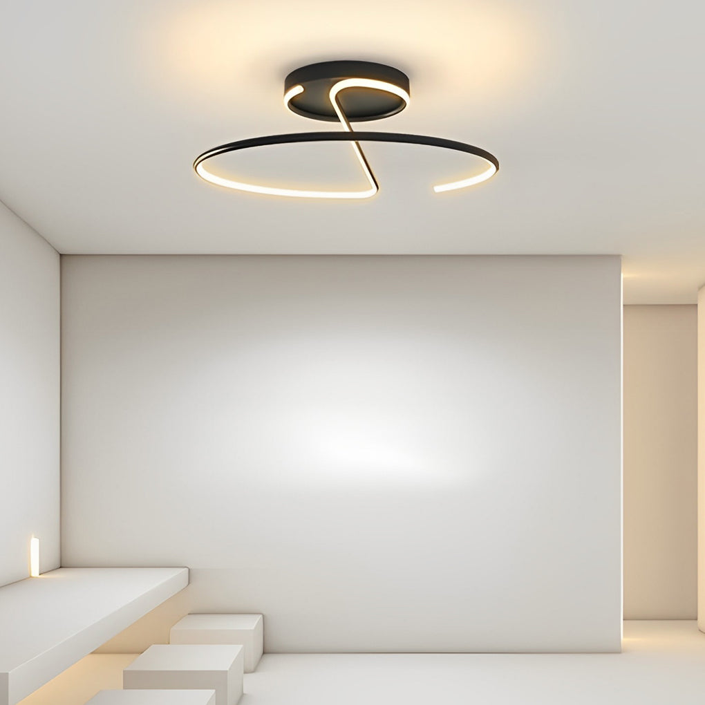 16 inch Sleek Wire-inspired Circular Modern LED Semi Flush Mount Ceiling Light