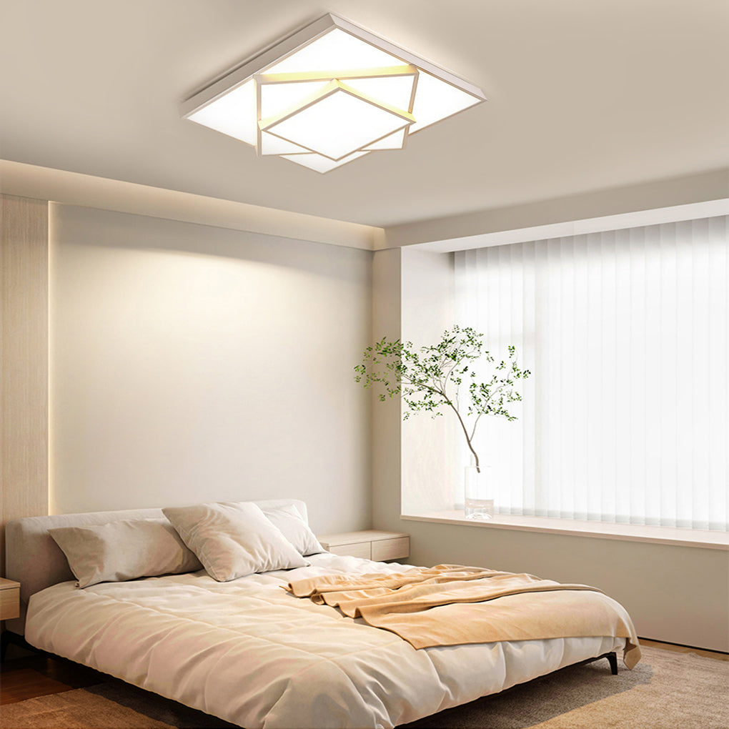 Overlapping Square Design Dimmable LED Modern Flush Mount Ceiling Light