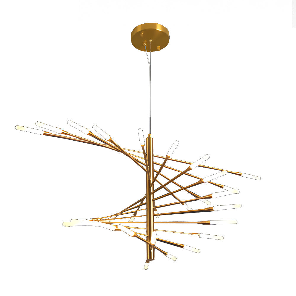 Modern Chandelier Rotating Fireworks, Black/Gold