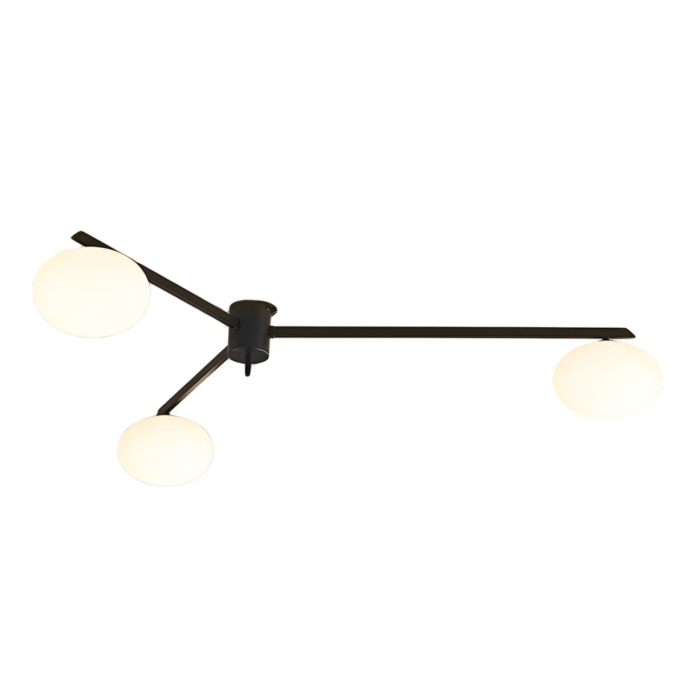 White Glass Bubble Black Semi-Flush Ceiling Light