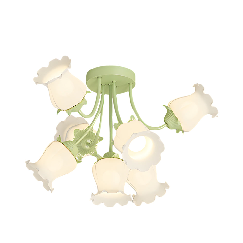 7 Heads White Flowers 3 Step Dimming Creative Modern Ceiling Light Fixture