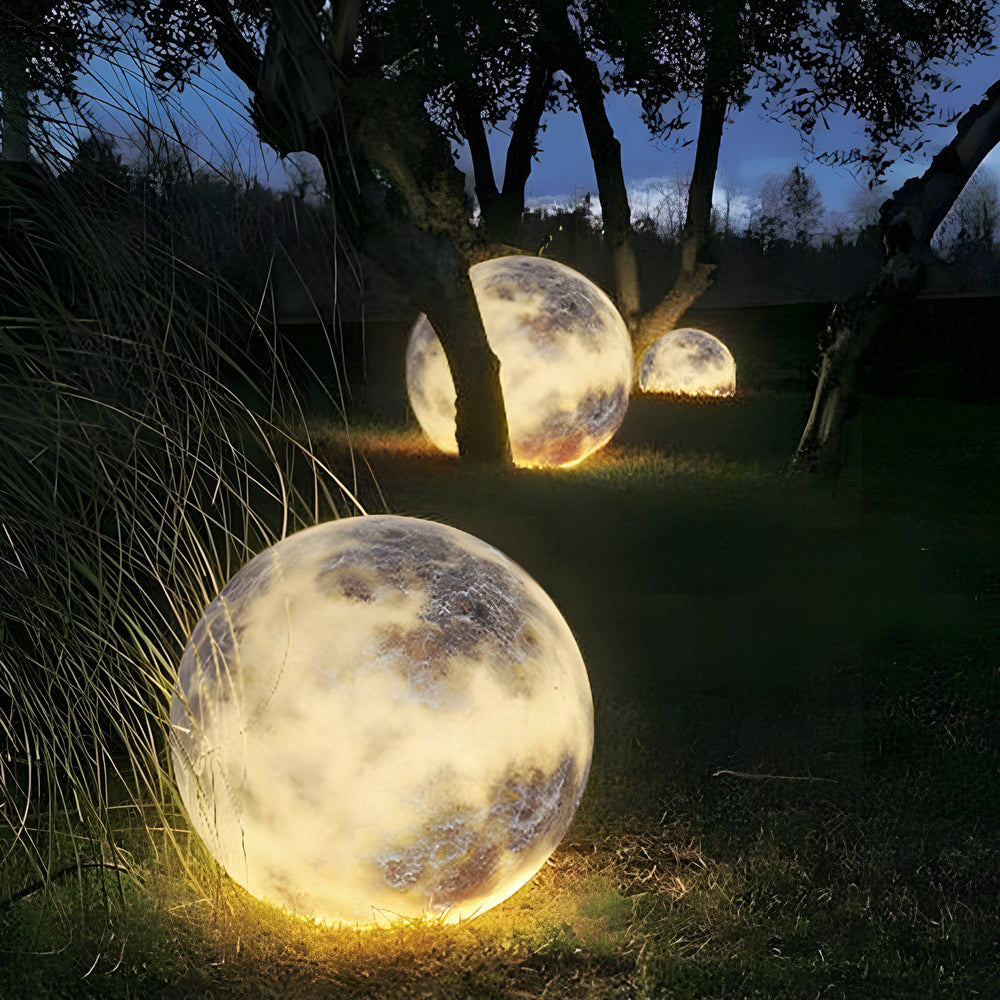 Waterproof Glass Luminous Moon Lunar Art Decor Modern Ground Lawn Lamp