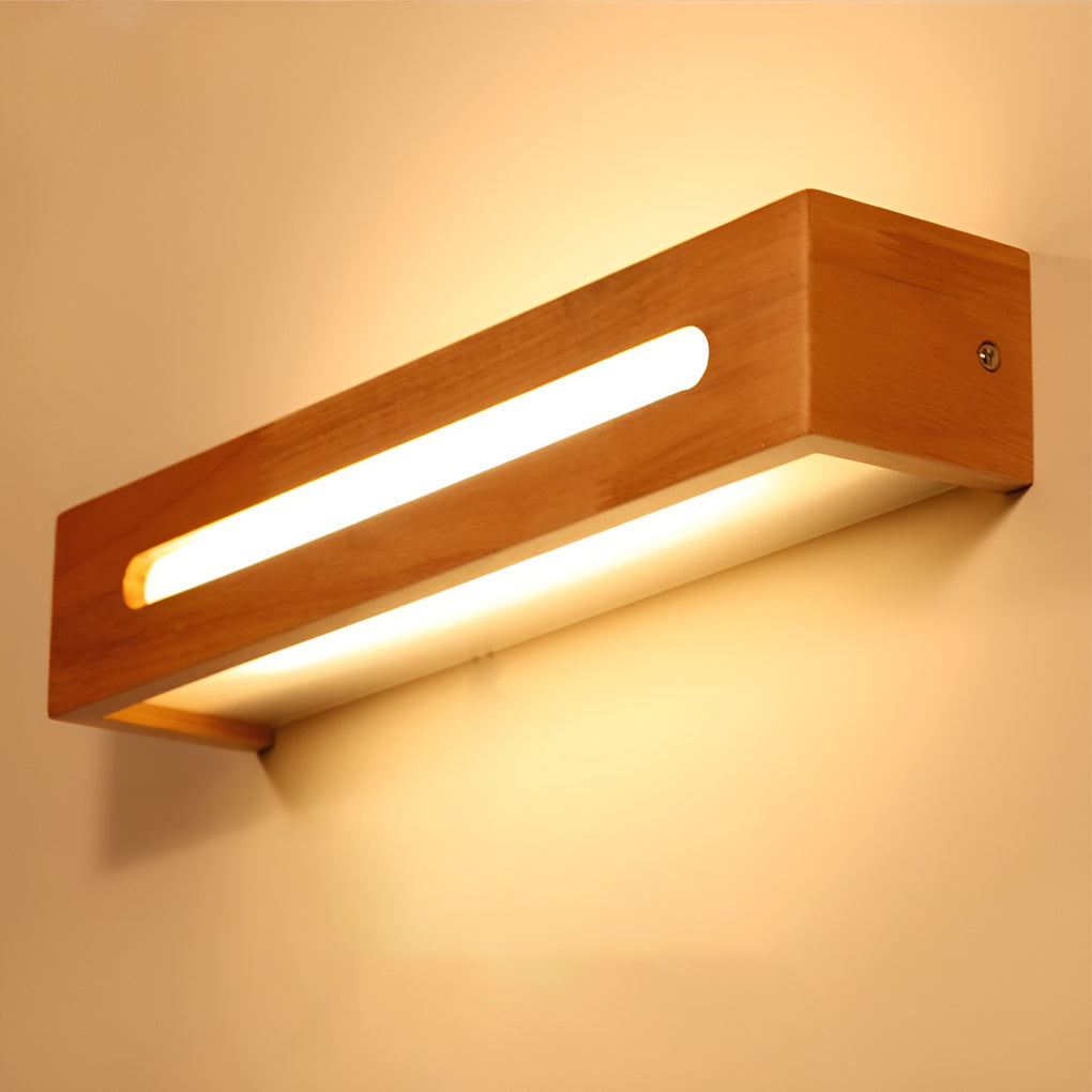 Rectangular Wood Waterproof LED Nordic Wall Lamp Mirror Light Sconces