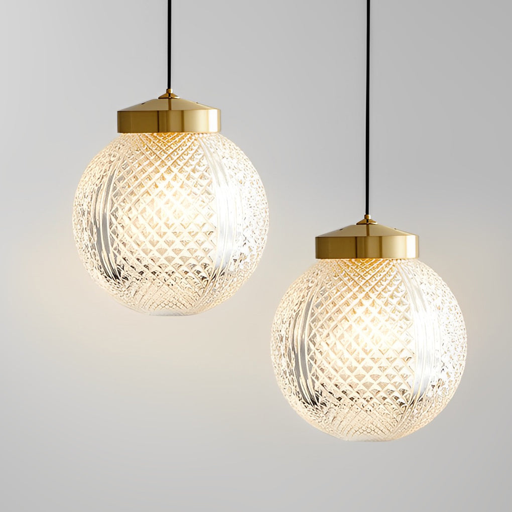 Mini Creative Pattern Round Ball Glass Brass Nordic Pendant Lights