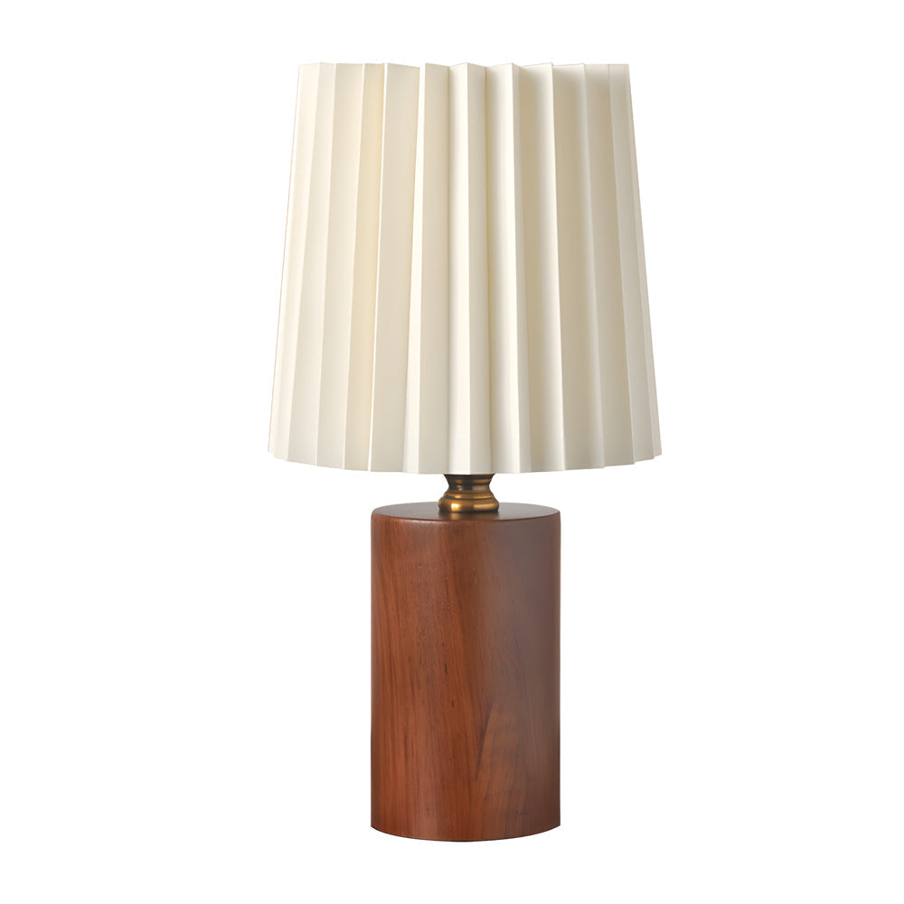 Wood Column Table Lamp with Pleated Empire Lampshade