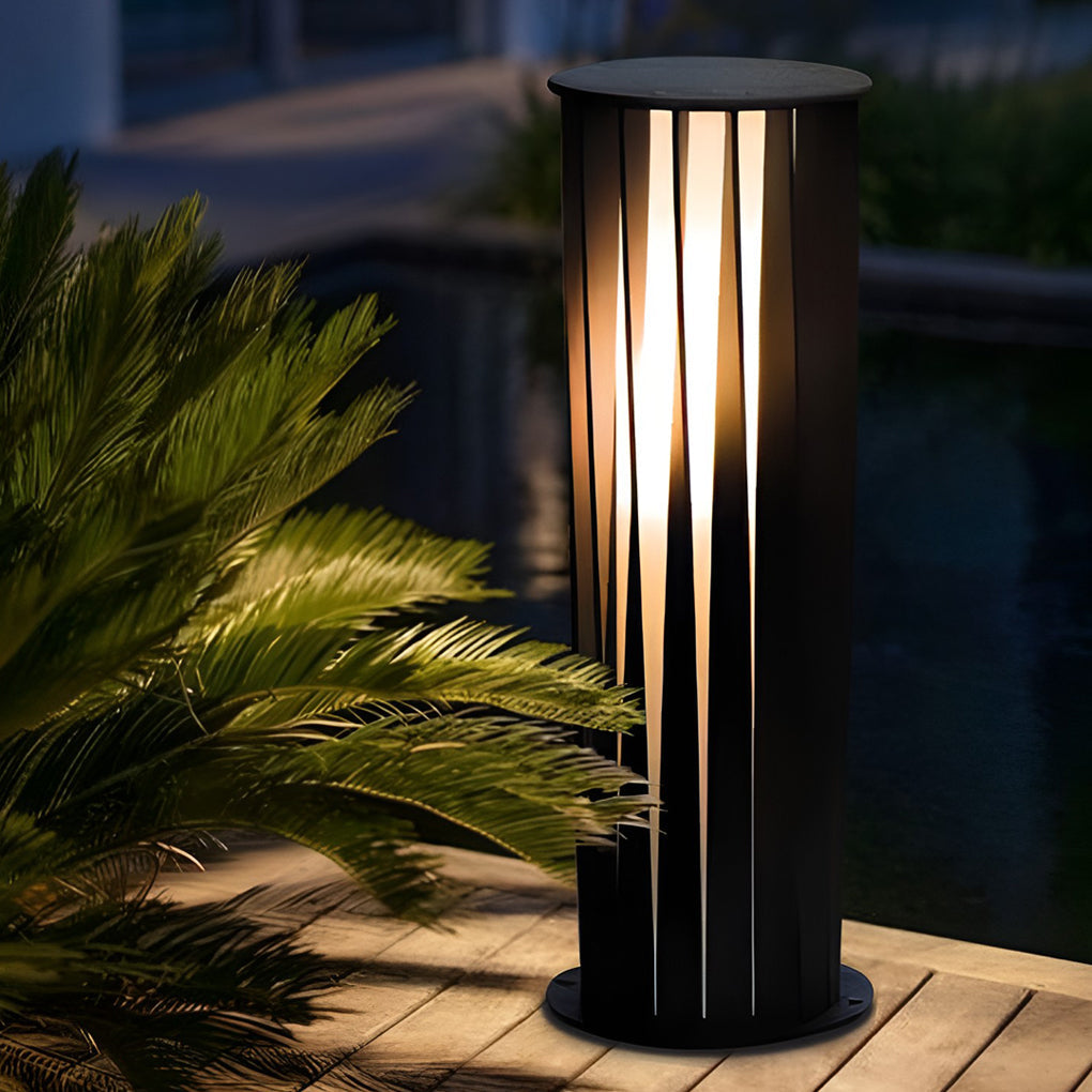 Creative Cylindrical LED Waterproof Black Modern Solar Pathway Lights