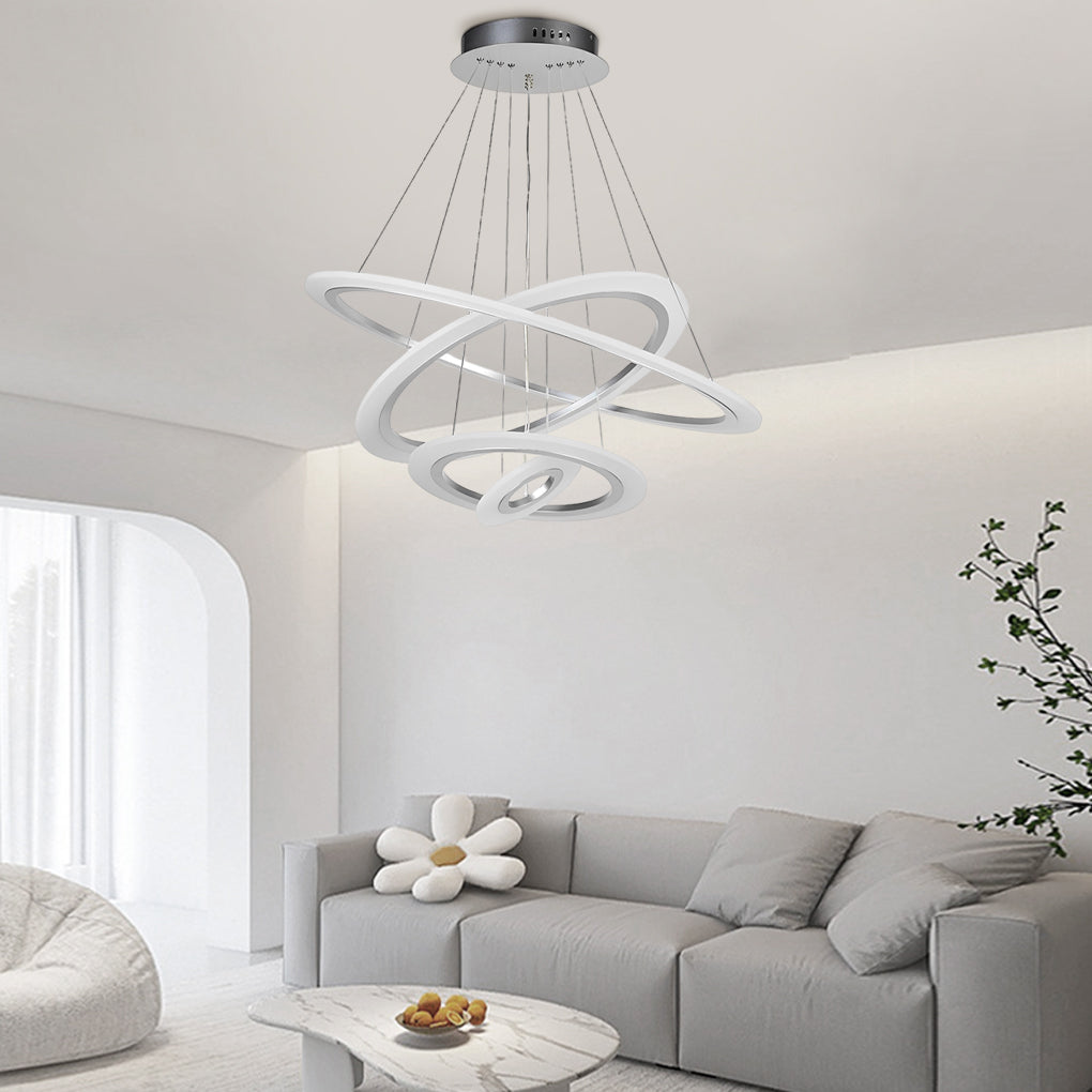 Adjustable 4 Rings Dimmable LED Modern Chandelier Pendant Lighting