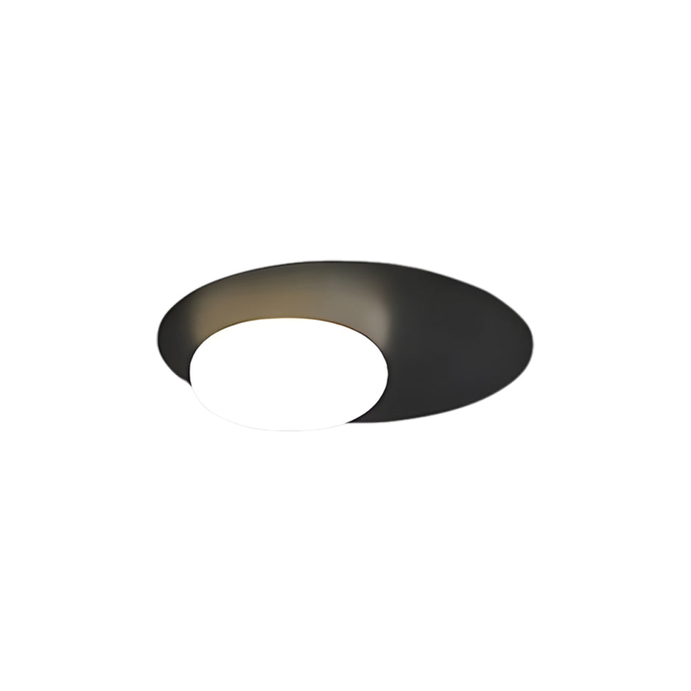 1-Light LED Oval Metal White Glass Flush Mount Ceiling Light