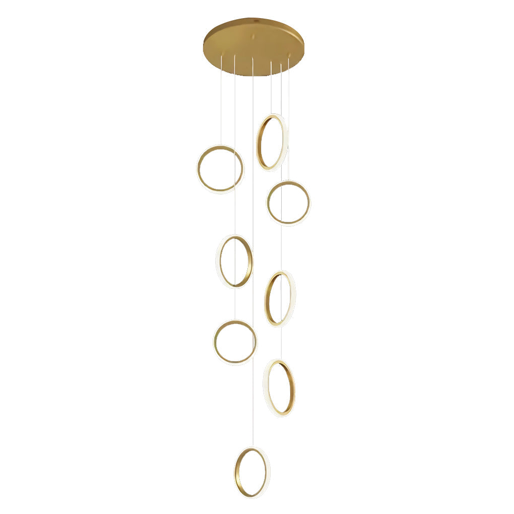 Round 6/8 Rings LED Aluminum Simple Modern Long Staircase Chandelier