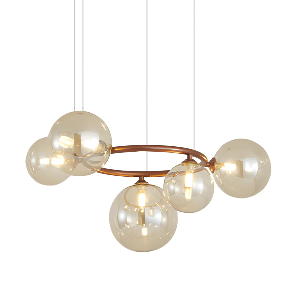 5/7/9-Light Glass Ball Circular Contemporary Chandelier with 3 Step Dimming