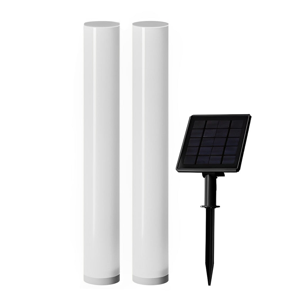 Long Cylindrical Waterproof White Modern Solar Lawn Lights Lamp Post