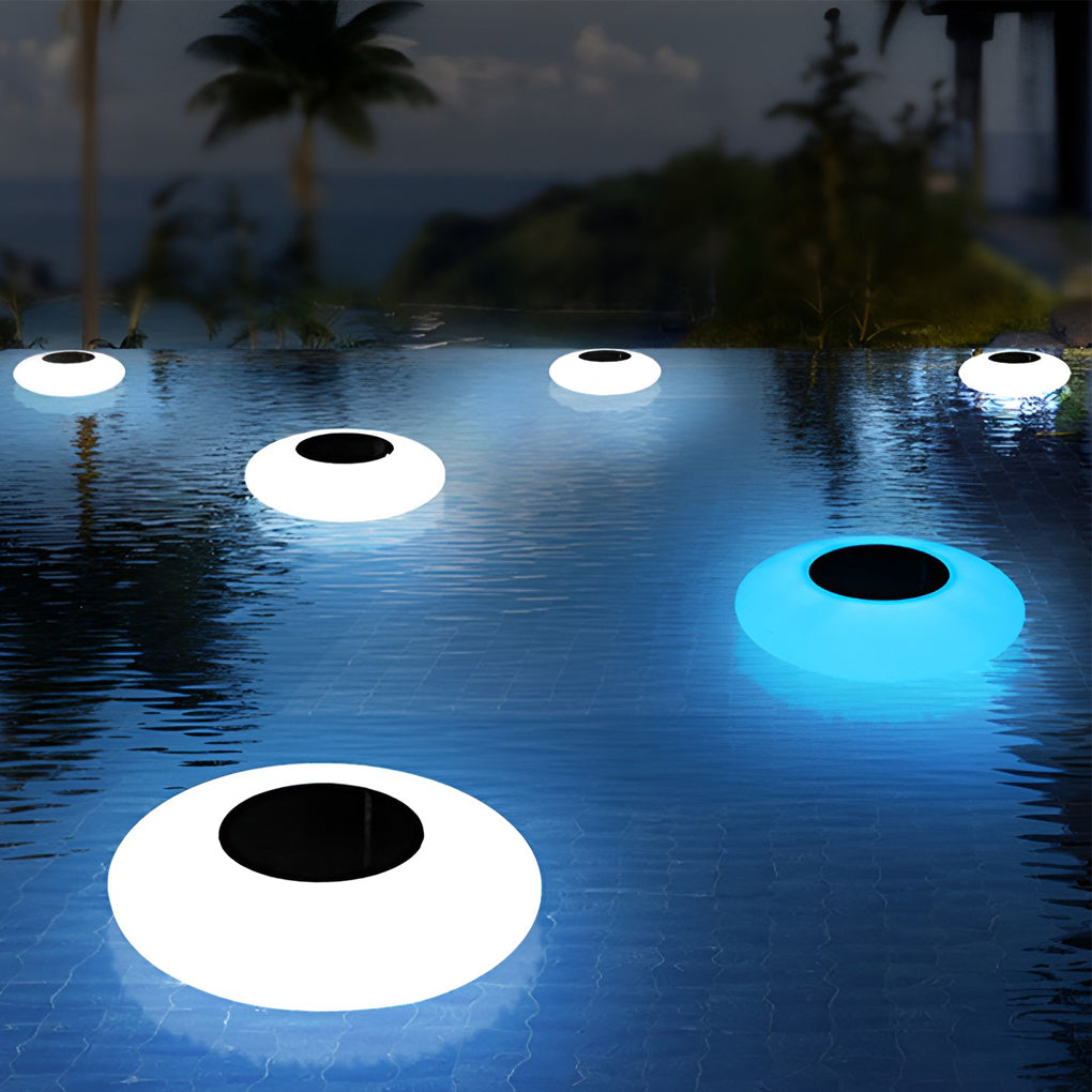 Round Colorful RGB LED Waterproof Solar Modern Outdoor Lights Pool Lights