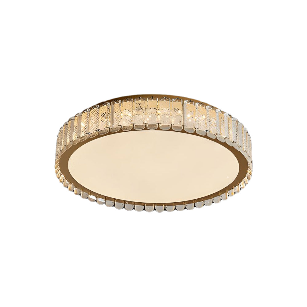 Crystal and Frosted Shade Luxury Round/Square Flush Mount Ceiling Light