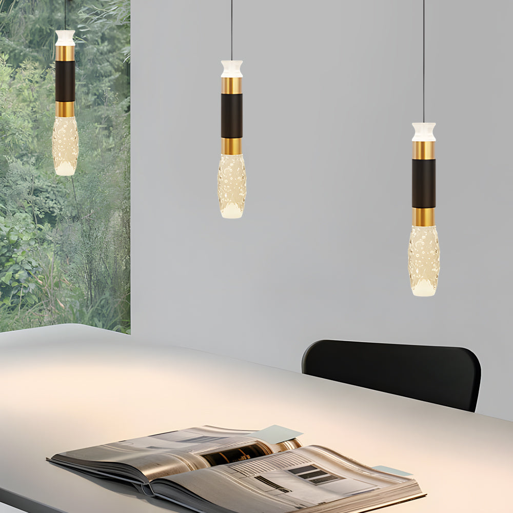 Elongated Cylindrical Aluminum 3 Step Dimming Modern LED Pendant Lights