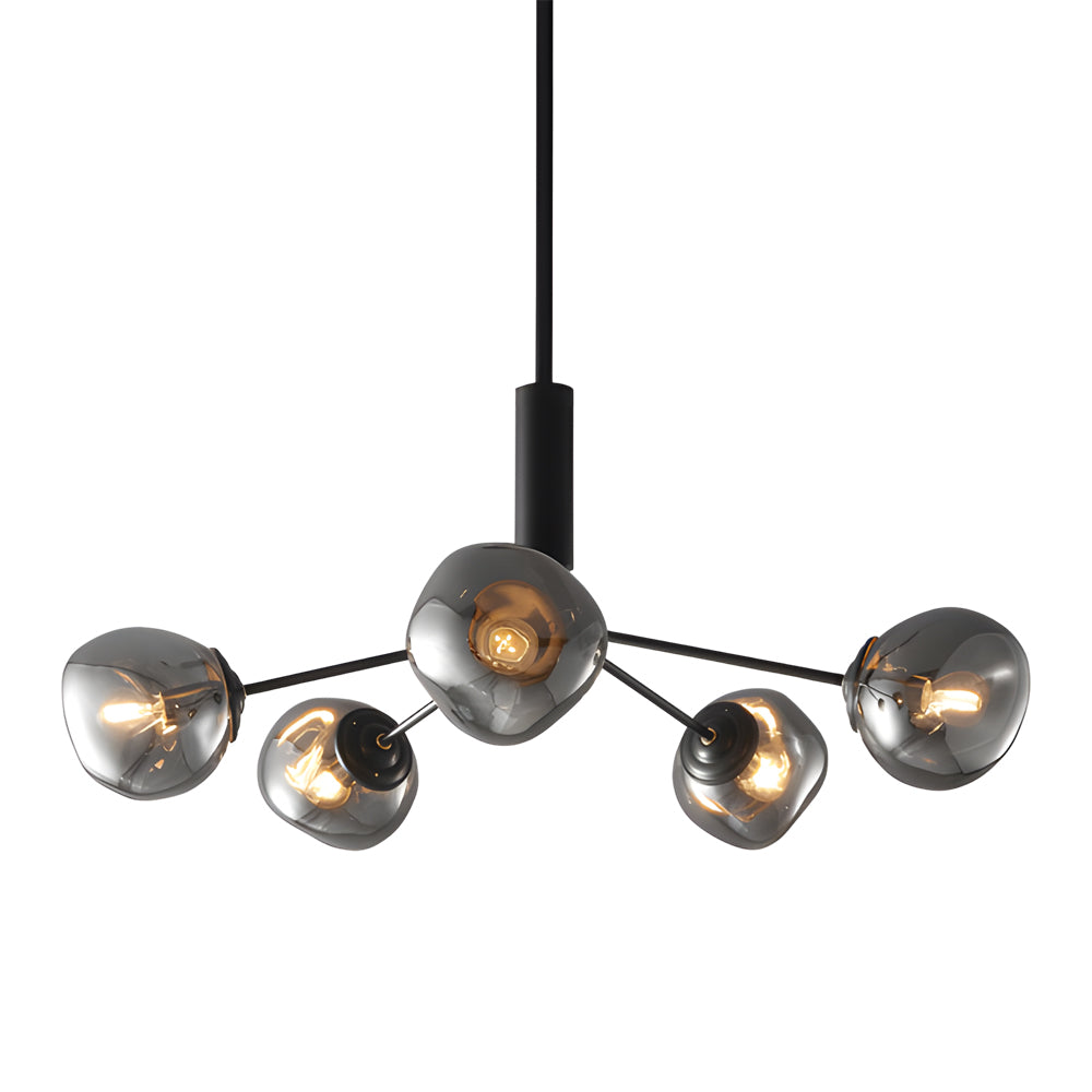 3/5/8-Light Molecule Dimpled Lava Glass Chandelier with Black Metallic Arms