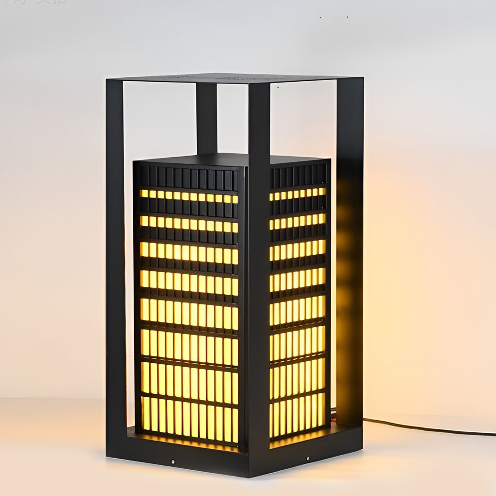 Creative Square Lantern Shaped LED Black Modern Outdoor Pathway Lights