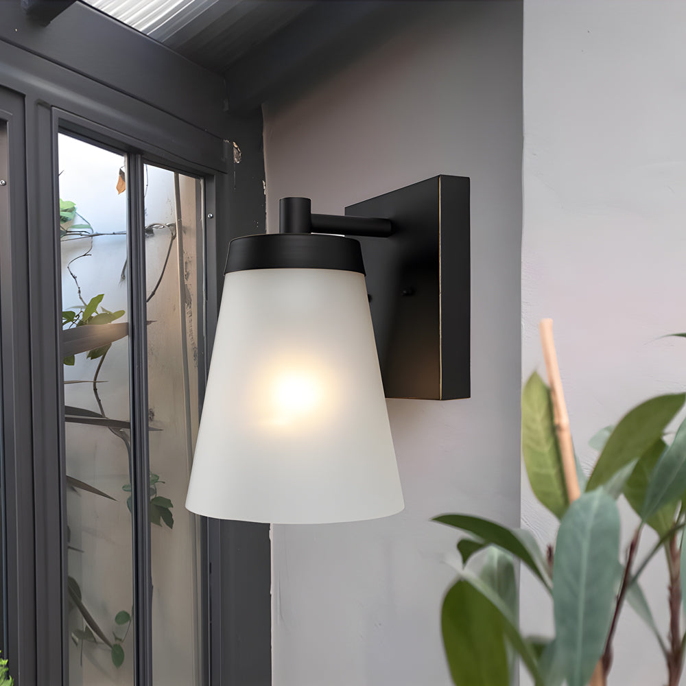 1-Light Glass Waterproof Sensor Outdoor Wall Sconce