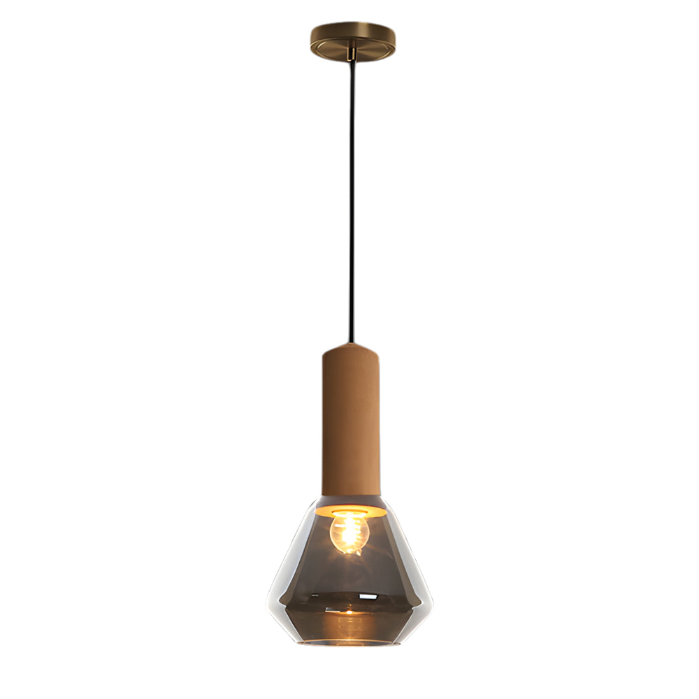 Luxury Copper Glass Jar 1-Light Wood Pendant Light Ceiling Hang Fixture Cork Diamond Glass Suspended lights