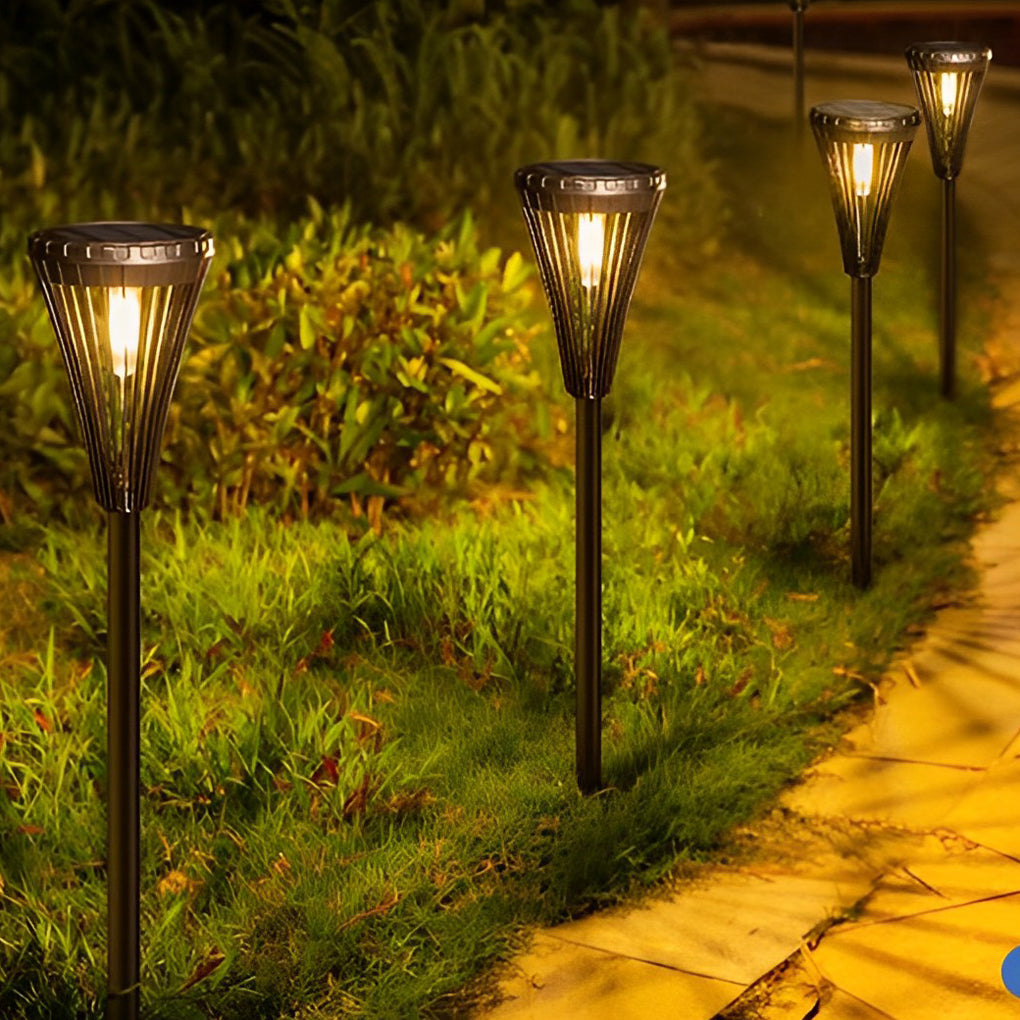 Round Waterproof LED Intelligent Light Control Black Solar Pathway Lights