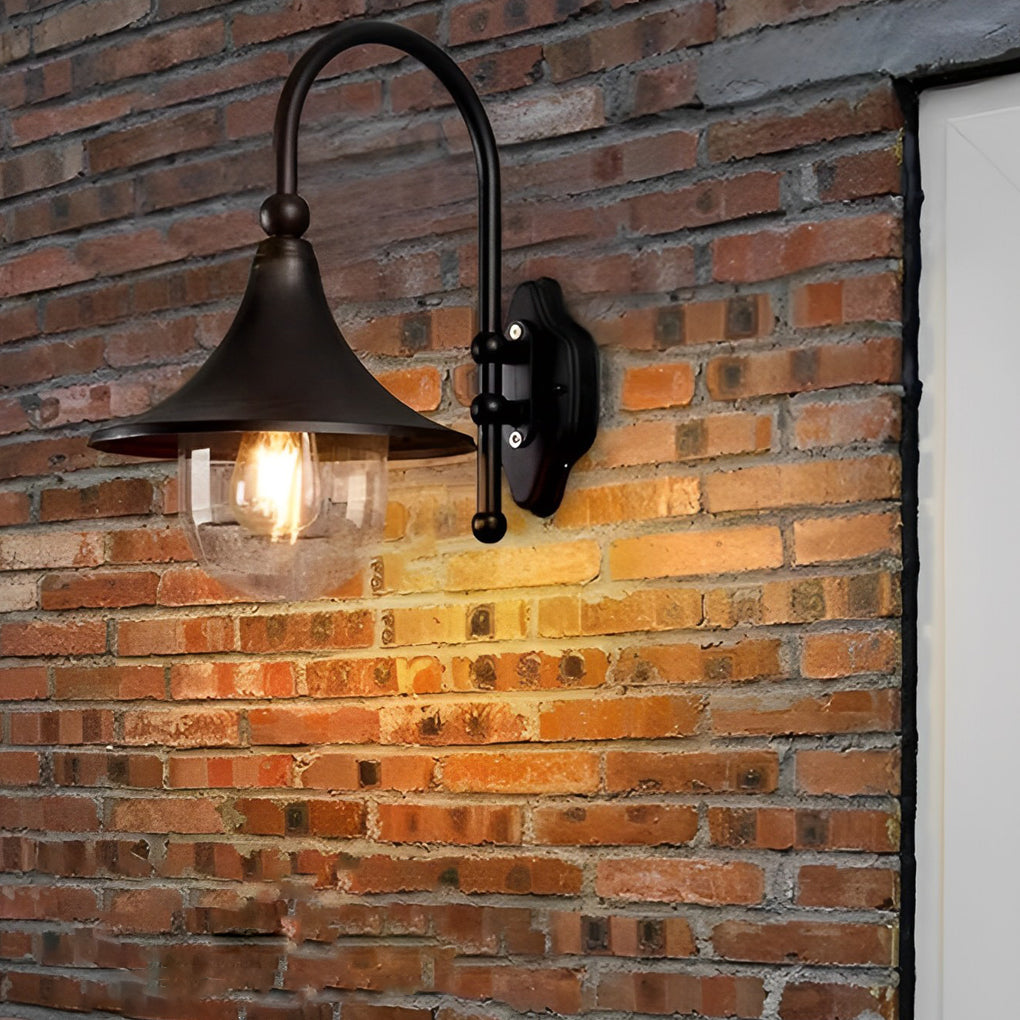 Creative Trumpet Shaped Waterproof LED Black Vintage Outdoor Wall Lamp