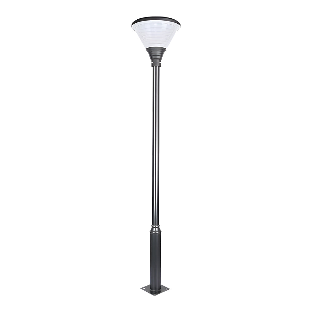 1-Light Round Solar LED Outdoor Lamp Post in Black