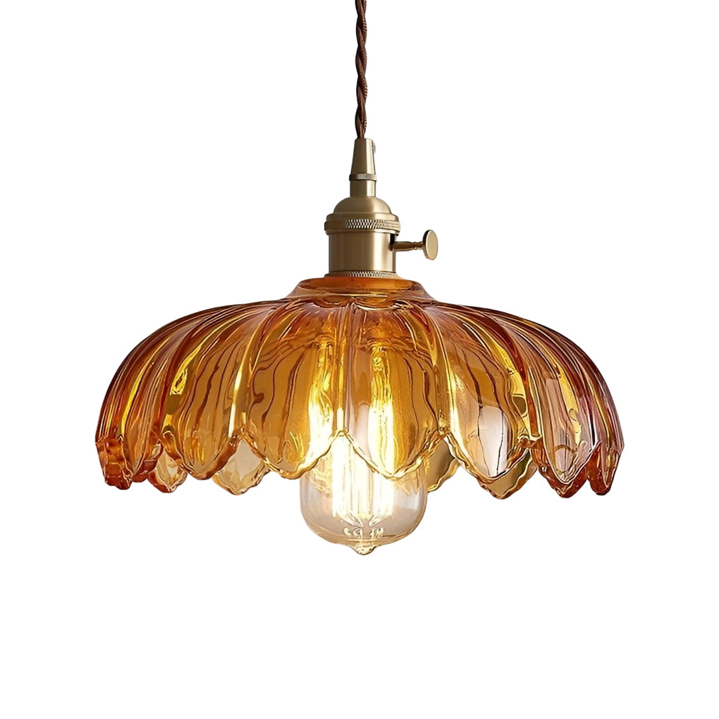 Retro Flower Glass Brass Nordic Kitchen Pendant Lighting Chandelier