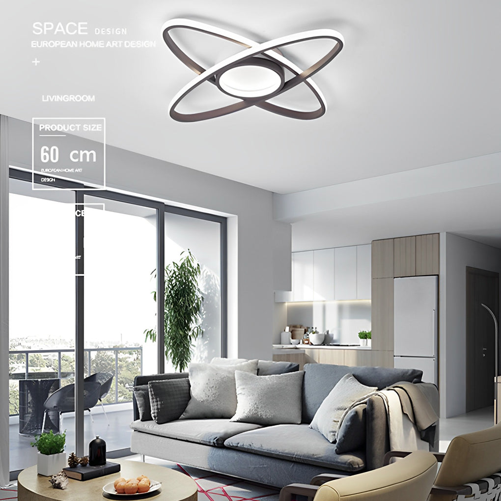 Overlapping Oval Dimmable LED Modern Ceiling Lights Flush Mount Lighting