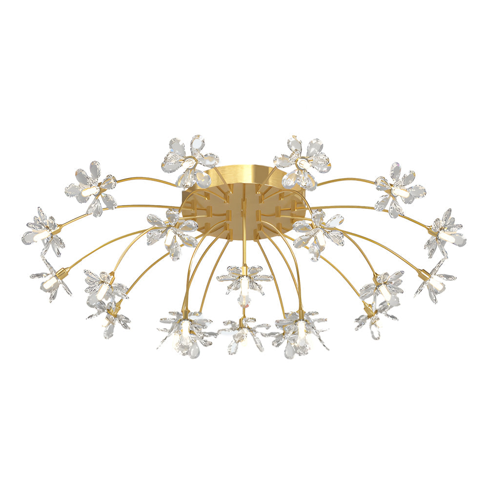 Crystal Flowers Dandelions Three Step Dimming Modern Ceiling Lights Fixture