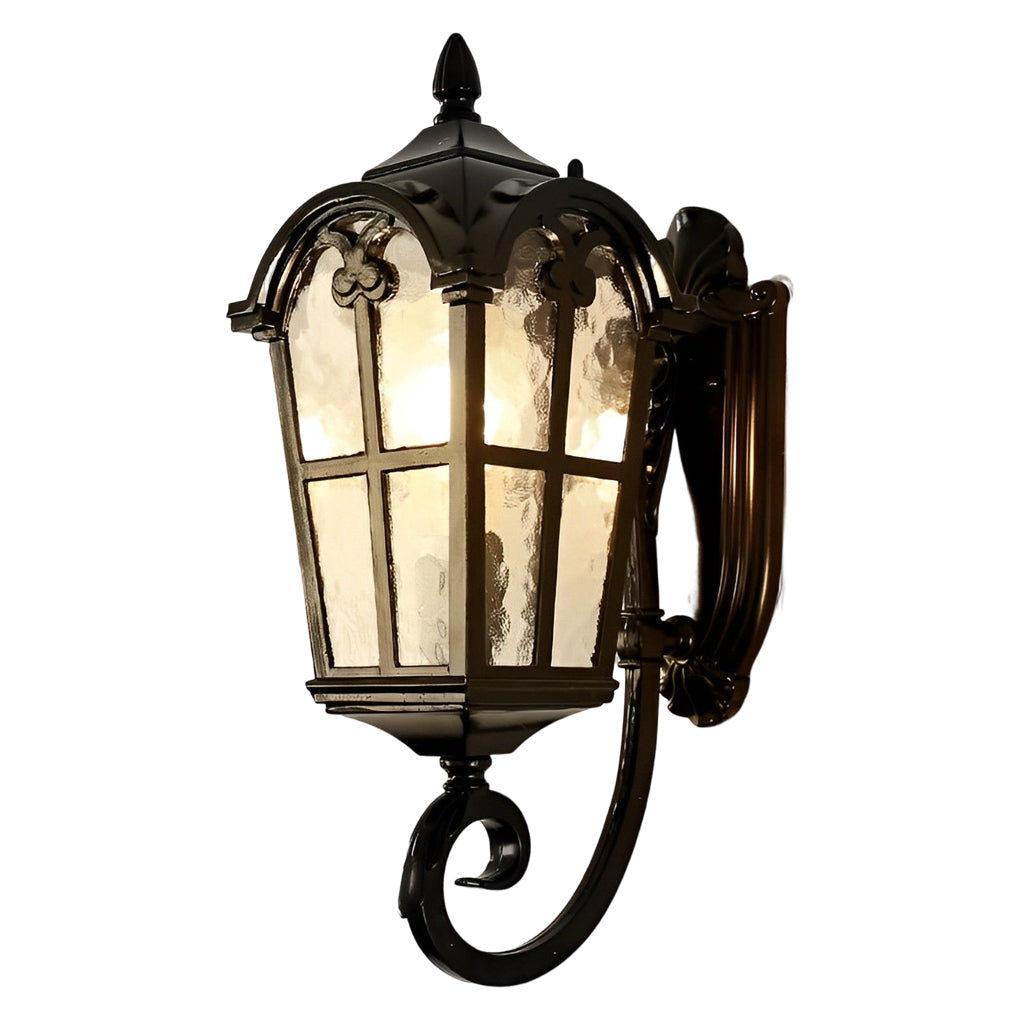 Vintage Glass Waterproof Black European-style Outdoor Wall Lamp Exterior Lights